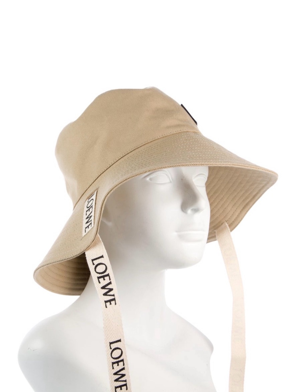 Loewe Beige Wide-Brim Logo Strap Sun Hat